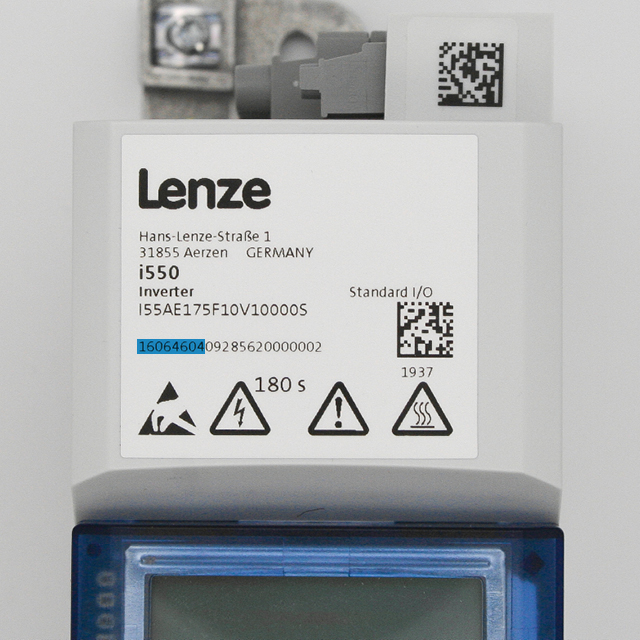 Etiqueta de identificaçãqueta de identificação de produto eletrônico Lenze - exemplo 3
